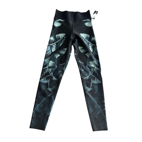 ULTRACOR Palm Leaf Black Workout Training Leggings Size Medium NEW NWT - Picture 6 of 8
